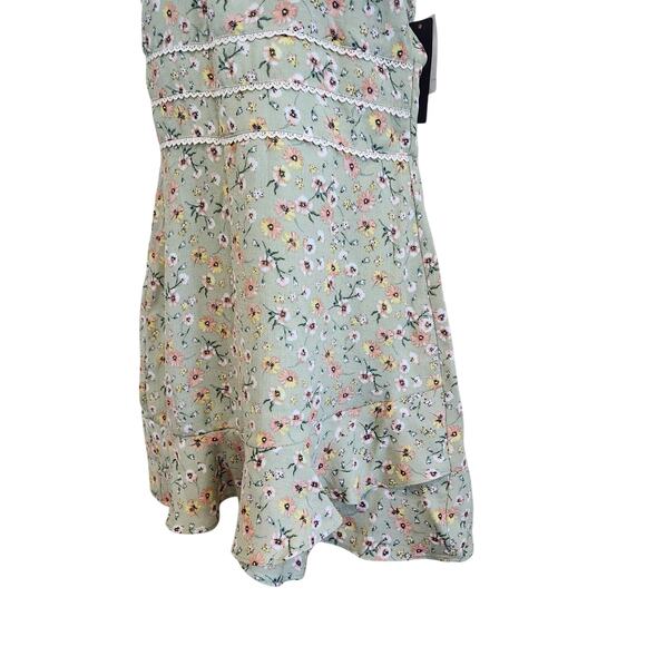 City Triangle Floral Halter Neck Skater Dress Back Zip Green Yellow Size 8 - Picture 4 of 11